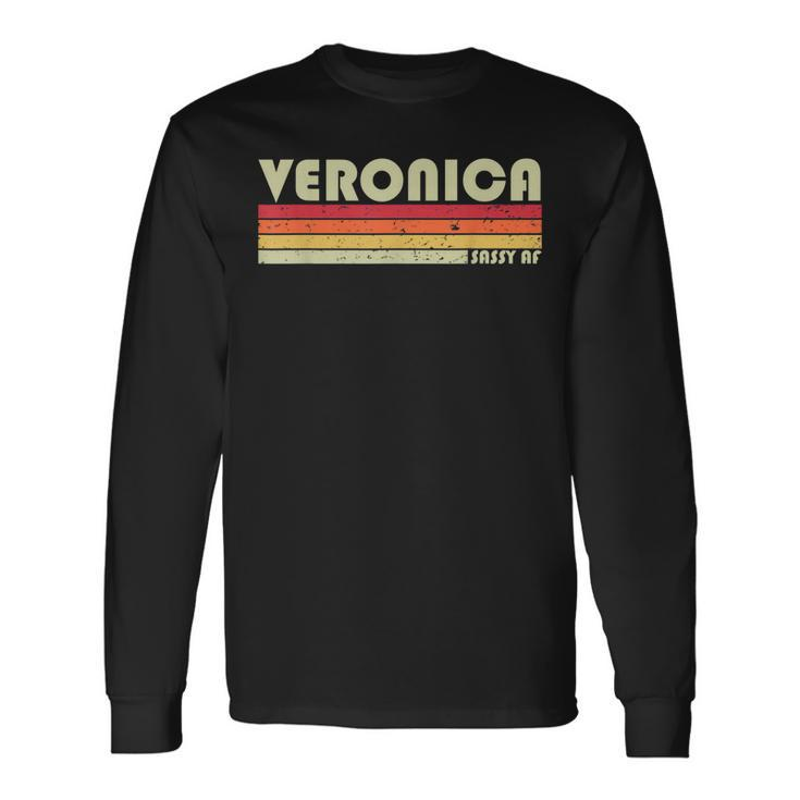 Veronica Name Personalized Retro Vintage 80S Birthday Long Sleeve T-Shirt