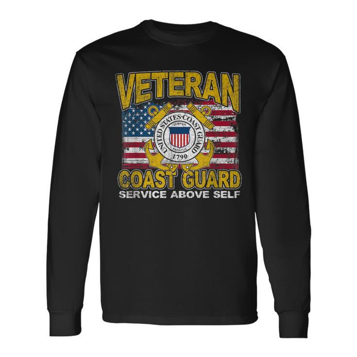 Veteran Coast Guard Service Above Self Distressed Veteran Long Sleeve T-Shirt T-Shirt