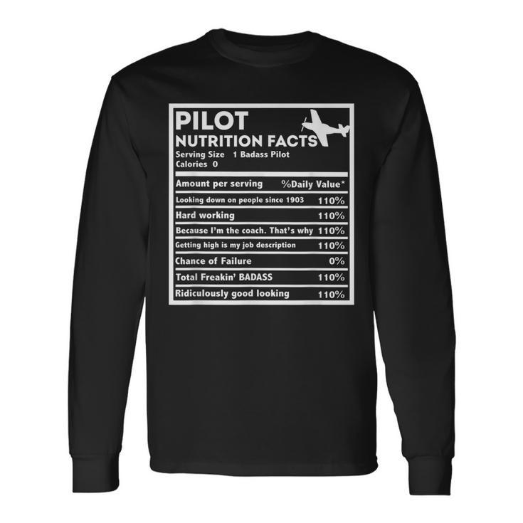 Veteran Pilot Nutrition Facts Grandpa Plane Long Sleeve T-Shirt T-Shirt