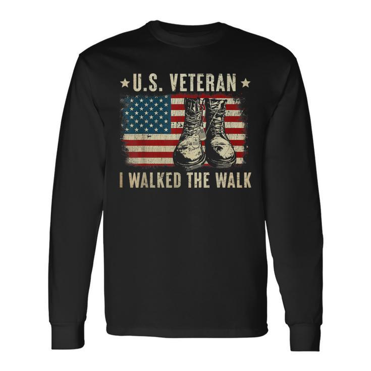 Veteran Of United States Us Army American Flag Vintage Long Sleeve T-Shirt T-Shirt