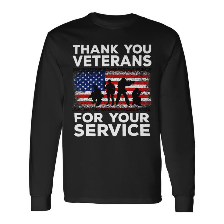 Veteran Vets Thank You For Your Service Veteran Us Flag Veterans Day 1 Veterans Long Sleeve T-Shirt