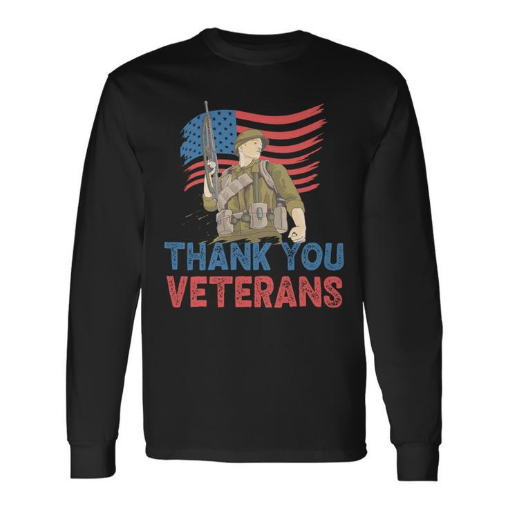 Veteran Vets Thank You Veterans Service Patriot Veteran Day American Flag 8 Veterans Long Sleeve T-Shirt