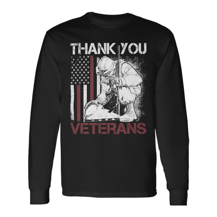 Veteran Vets Thank You Veterans Shirts Proud Veteran Day Dad Grandpa 355 Veterans Long Sleeve T-Shirt