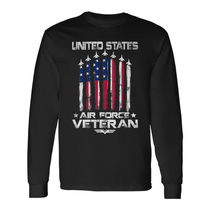 Veteran Vets US Air Force Us Veterans 4Th Of July American Flag 110 Veterans Long Sleeve T-Shirt