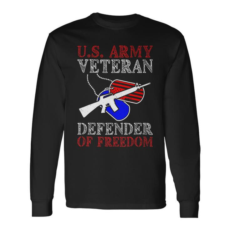 Veteran Vets Us Army Veteran Defender Of Freedom Fathers Veterans Day 5 Veterans Long Sleeve T-Shirt