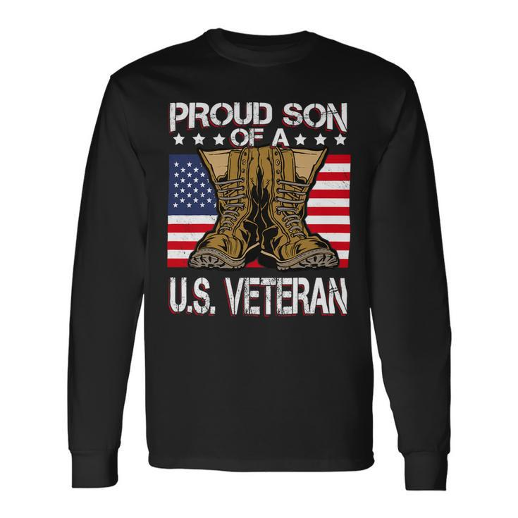 Veteran Vets Us Army Proud Proud Of A Us Army Veteran Flag Men Veterans Long Sleeve T-Shirt
