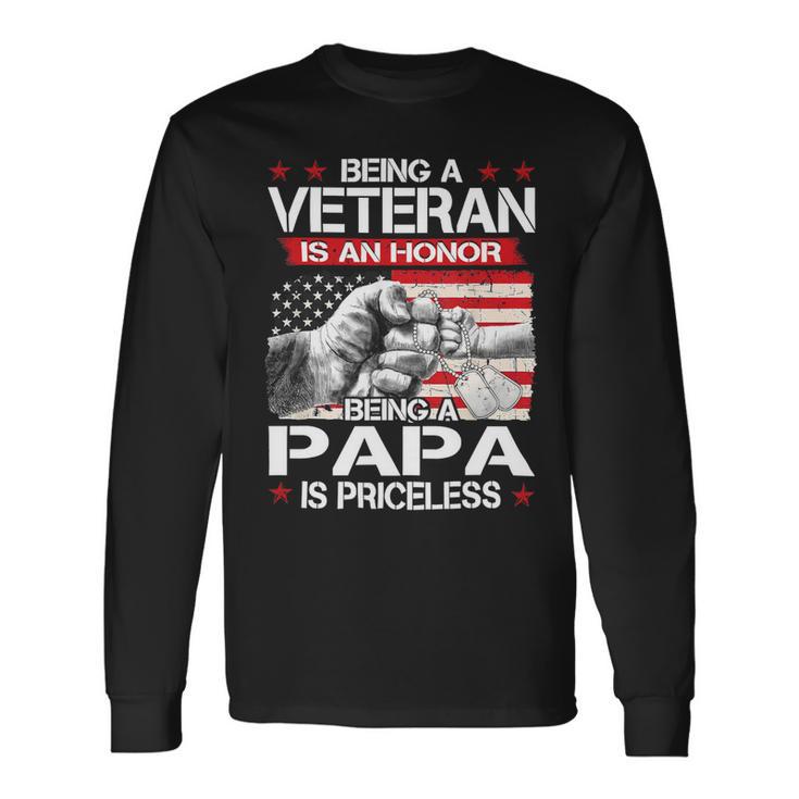 Veteran Vets Us Army Veterans Being Veteran Papa Fathers Day Dad Men 242 Veterans Long Sleeve T-Shirt