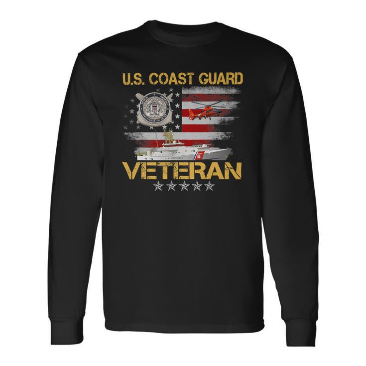 Veteran Vets US Coast Guard Veteran Flag Vintage Veterans Day 150 Veterans Long Sleeve T-Shirt