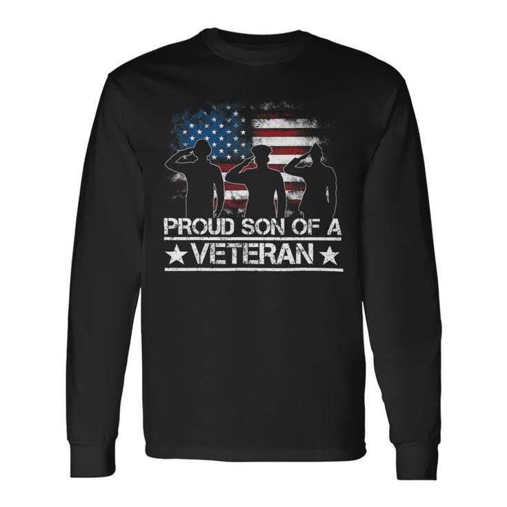 Veteran Vets Usa United States Military Proud Son Of A Veterans Long Sleeve T-Shirt