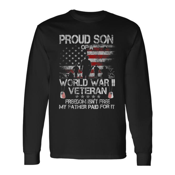 Veteran Vets Ww 2 Military Shirt Proud Son Of A Wwii Veterans Long Sleeve T-Shirt Gifts ideas