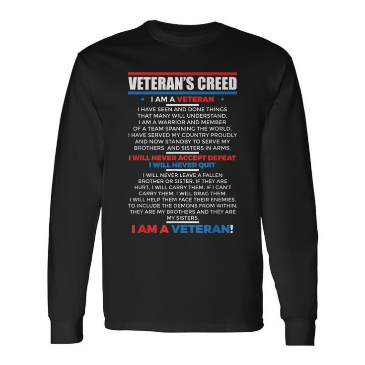 Veterans Creed Patriot Usa Military Comrades America Long Sleeve T-Shirt T-Shirt