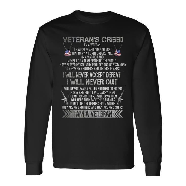 Veterans Creed Im A Veteran Proud Veterans Day Long Sleeve T-Shirt T-Shirt