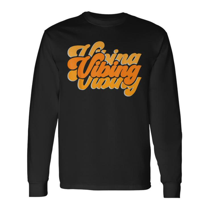 Vibing Orange Vibes Only Color Graphic Long Sleeve