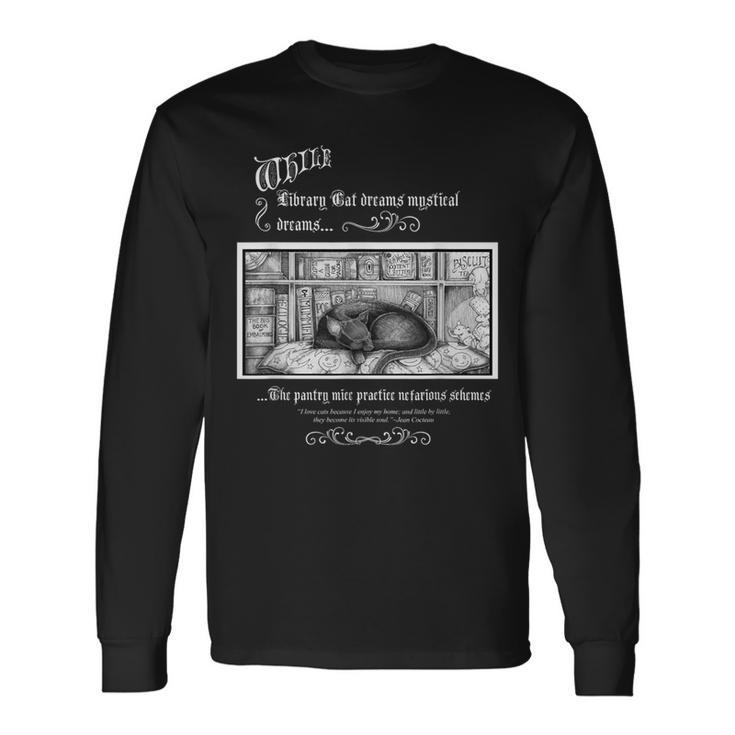 Victorian Library Cat Long Sleeve T-Shirt