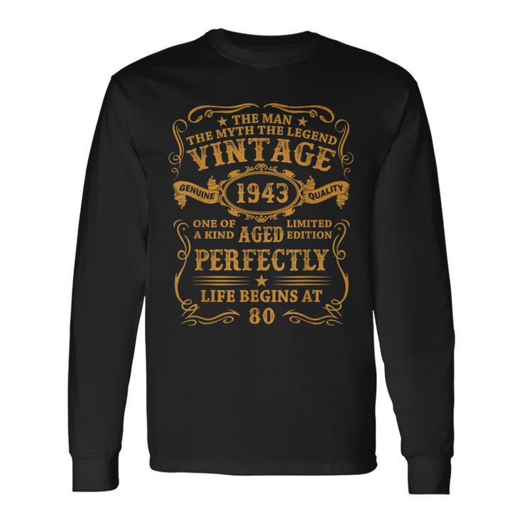 Vintage 1943 80 Years Old 80Th Birthday For Men Long Sleeve T-Shirt