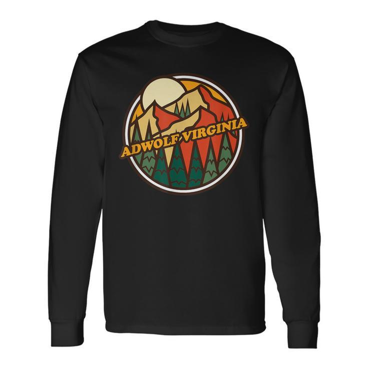 Vintage Adwolf Virginia Mountain Hiking Souvenir Print Long Sleeve T-Shirt