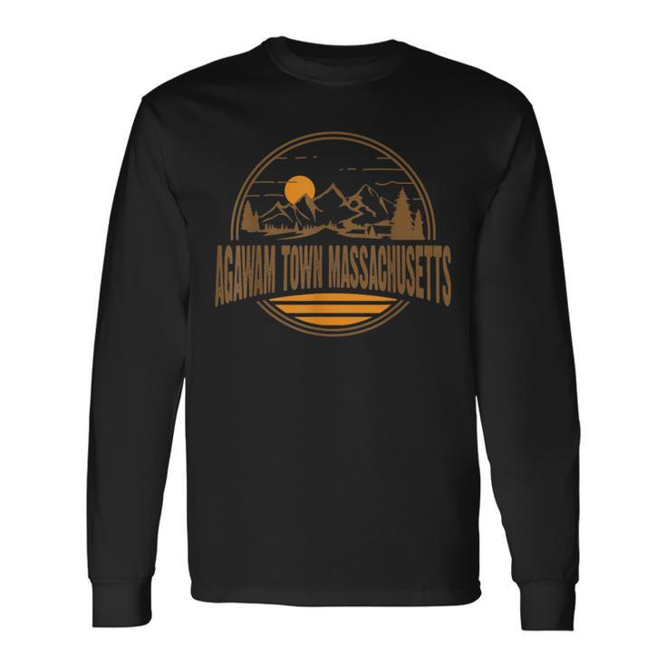 Vintage Agawam Town Massachusetts Mountain Hiking Print Long Sleeve T-Shirt