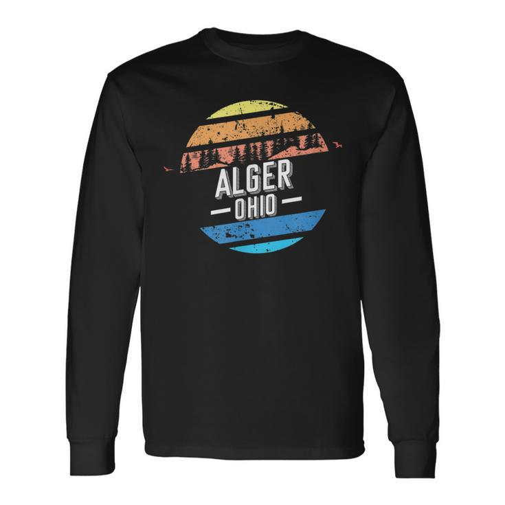 Vintage Alger Ohio Sunset Souvenir Print Long Sleeve T-Shirt