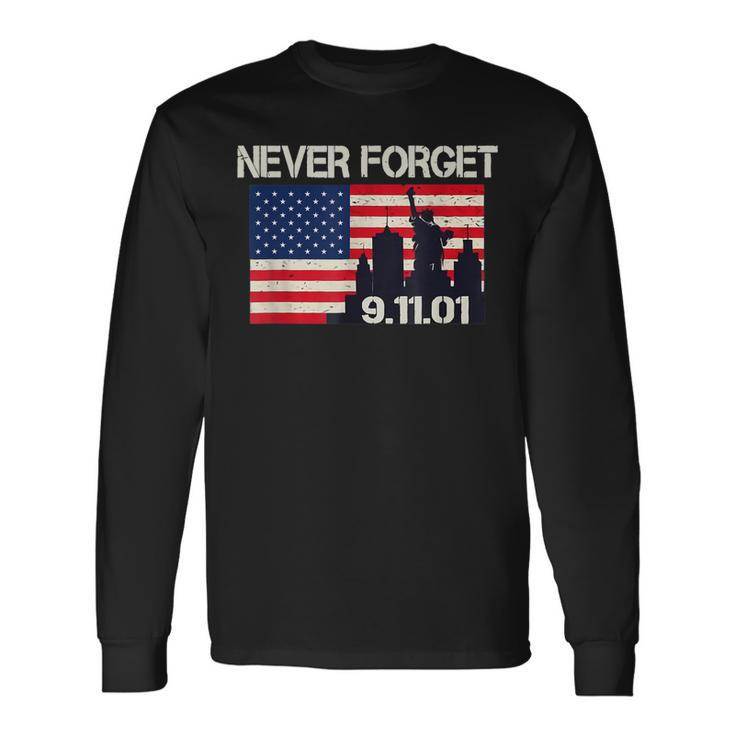Vintage American Flag Never Forget Patriotic 911 Long Sleeve T-Shirt T-Shirt