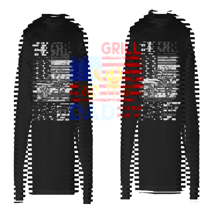 Vintage American Flag The Grill Dad Costume Bbq Grilling Long Sleeve T-Shirt