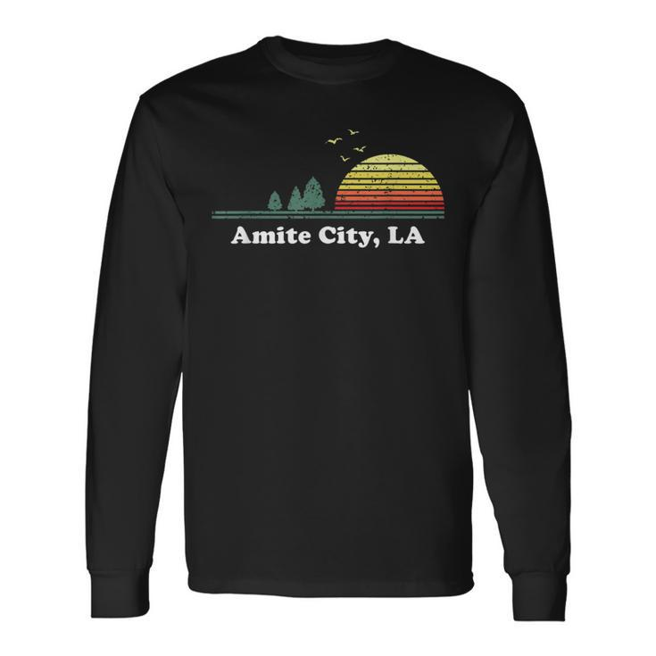 Vintage Amite City Louisiana Home Native Graphic Souvenir Long Sleeve T-Shirt