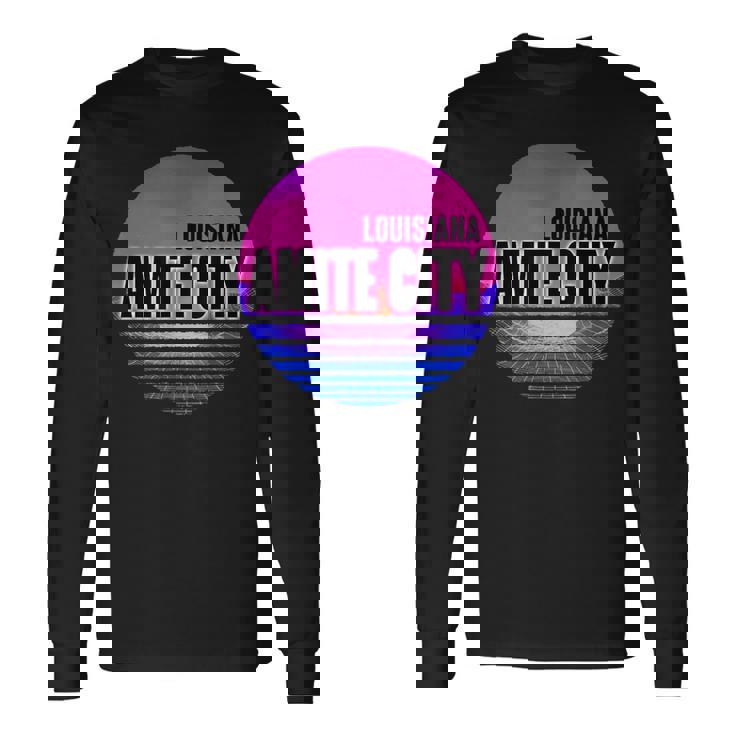 Vintage Amite City Vaporwave Louisiana Long Sleeve T-Shirt