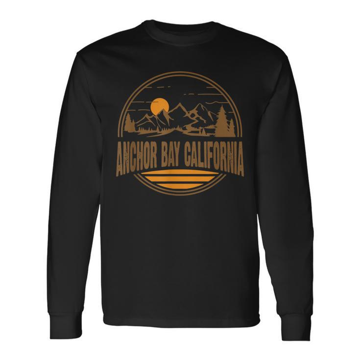 Vintage Anchor Bay California Mountain Hiking Print Long Sleeve T-Shirt T-Shirt