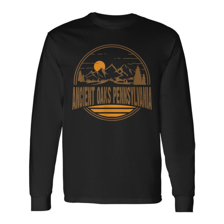 Vintage Ancient Oaks Pennsylvania Mountain Hiking Print Long Sleeve T-Shirt
