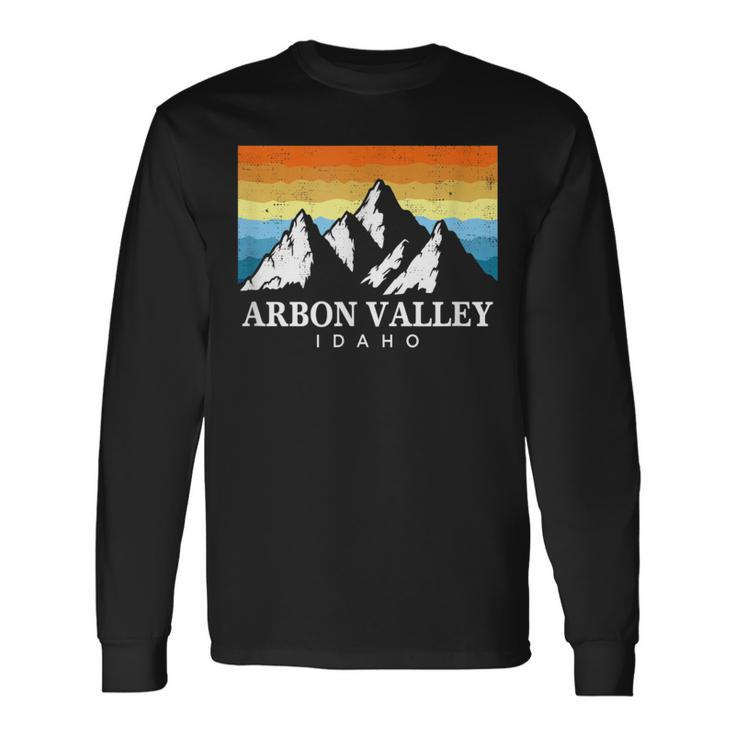 Vintage Arbon Valley Idaho Mountain Hiking Souvenir Print Long Sleeve T-Shirt