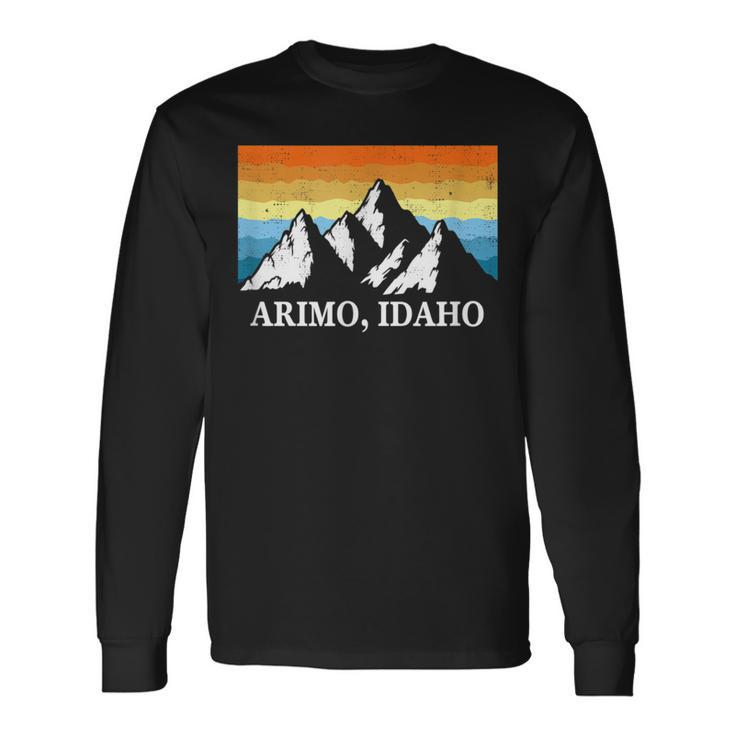 Vintage Arimo Idaho Mountain Hiking Souvenir Print Long Sleeve T-Shirt