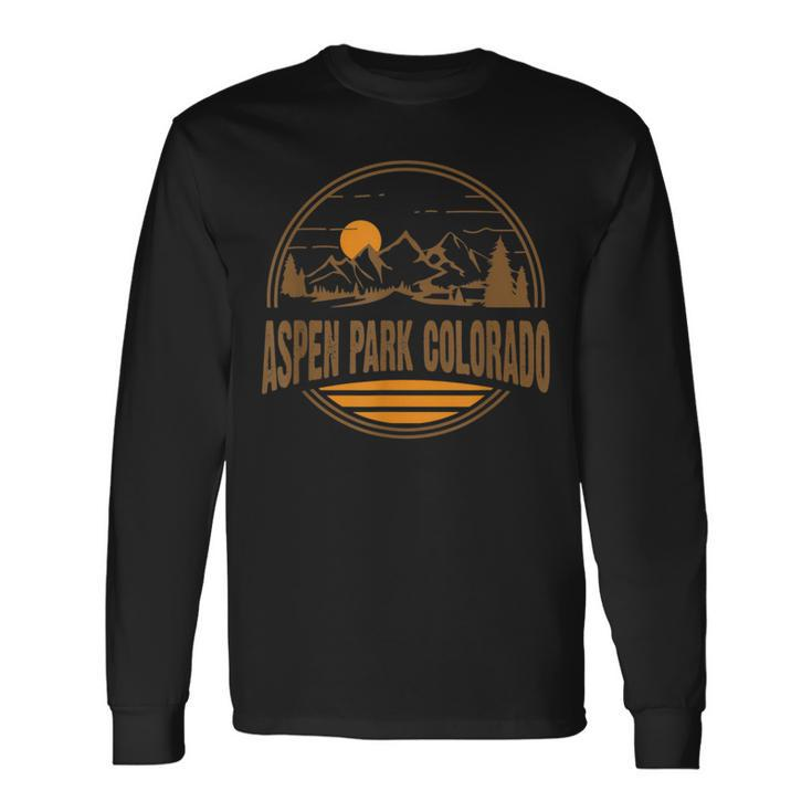 Vintage Aspen Park Colorado Mountain Hiking Souvenir Print Long Sleeve T-Shirt