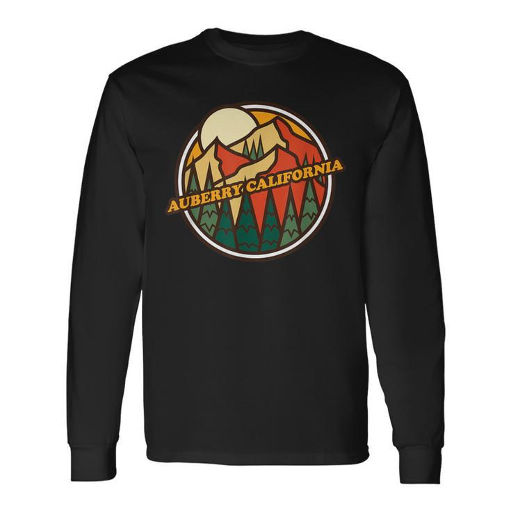 Vintage Auberry California Mountain Hiking Souvenir Print Long Sleeve T-Shirt
