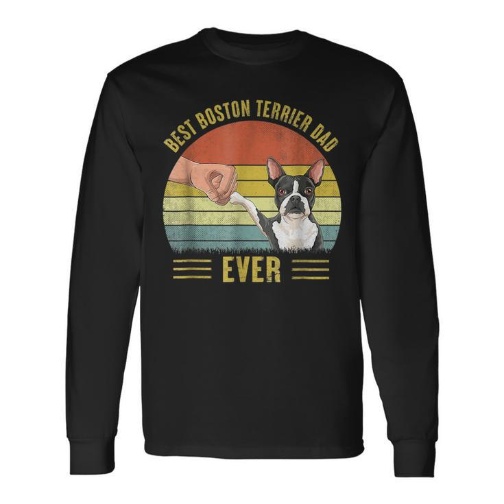 Vintage Best Boston Terrier Dad Ever Fist Bump Fathers Day Long Sleeve T-Shirt T-Shirt