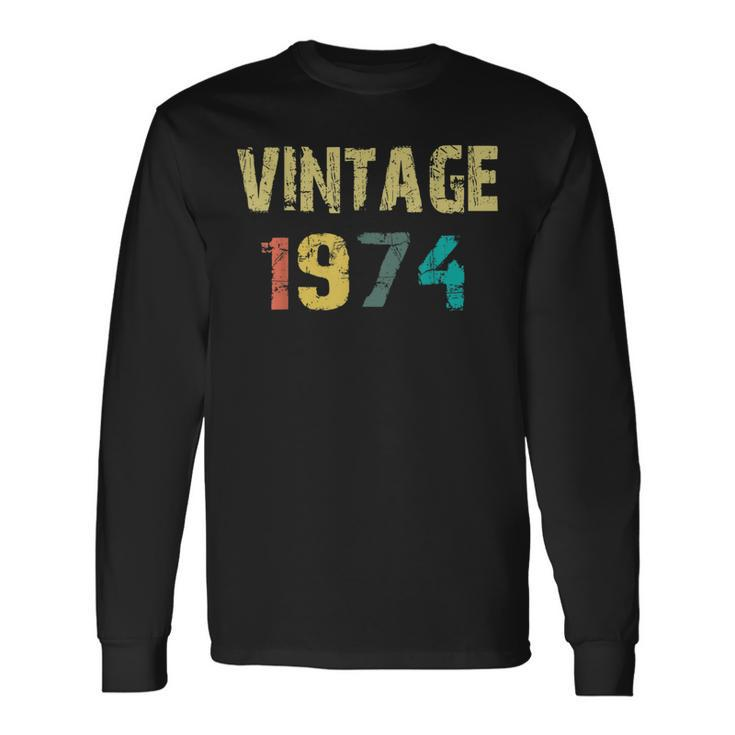 Vintage Born In 1974 Retro 45Th Birthday Long Sleeve T-Shirt