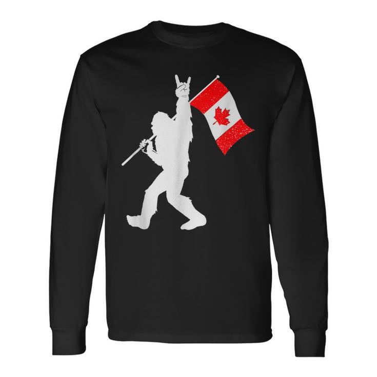 Vintage Canadian Bigfoot And Rock'n Roll Canada Day Long Sleeve T-Shirt