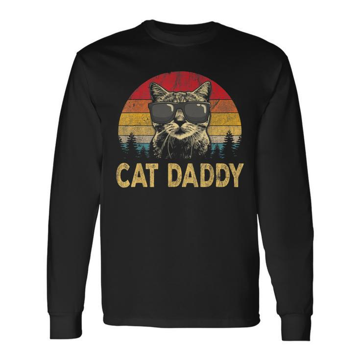 Vintage Cat Daddy Cat Lover Cat Dad Fathers For Cat Lover Long Sleeve T-Shirt T-Shirt