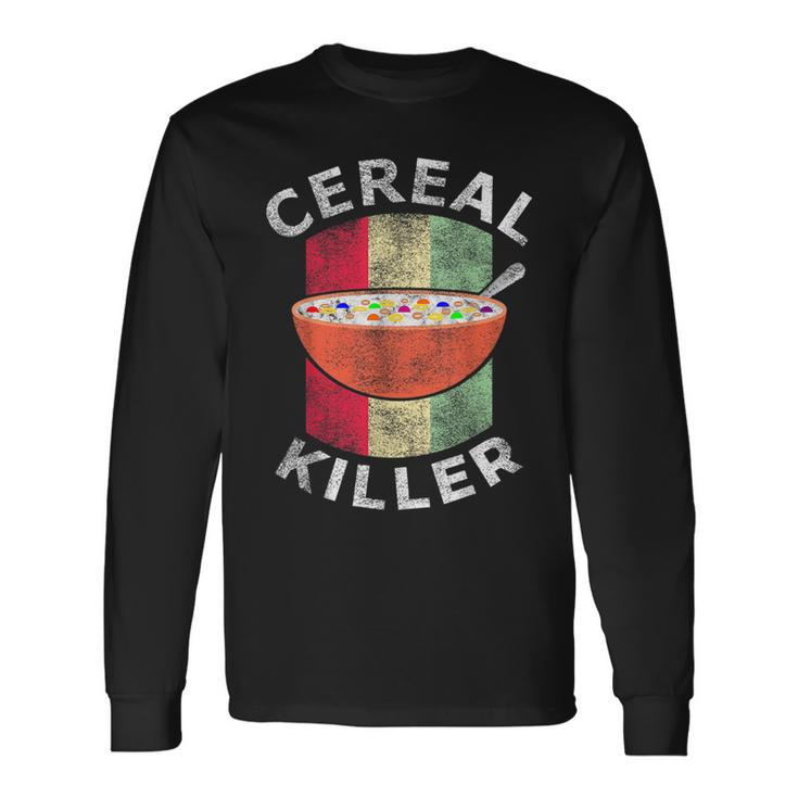 Vintage Cereal Killer Food Pun Cereal Box Halloween Halloween Long Sleeve T-Shirt T-Shirt
