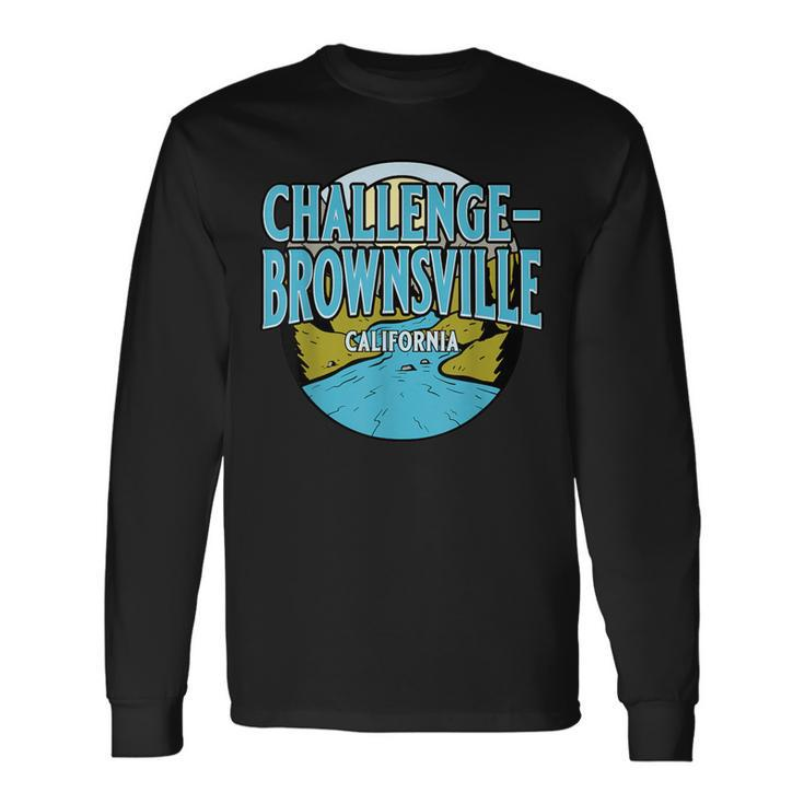 Vintage Challenge-Brownsville California River Valley Print Long Sleeve T-Shirt