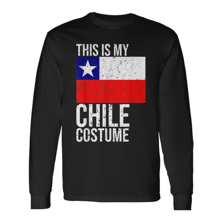 Vintage This Is My Chile Flag Costume For Halloween Chile Long Sleeve T-Shirt T-Shirt