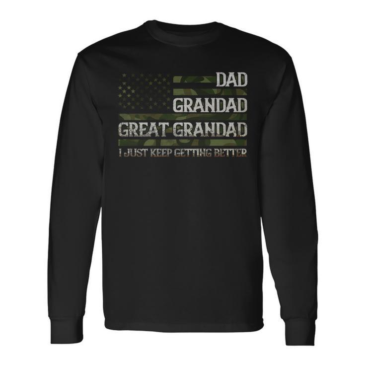 Vintage Dad Grandad Great Grandad With Us Flag Fathers Day For Dad Long Sleeve T-Shirt T-Shirt