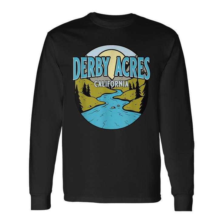 Vintage Derby Acres California River Valley Souvenir Print Long Sleeve T-Shirt
