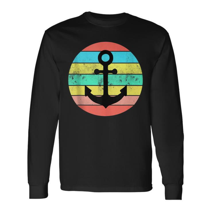 Vintage Distressed Nautical Anchor Boating Cute Retro Style Long Sleeve T-Shirt T-Shirt