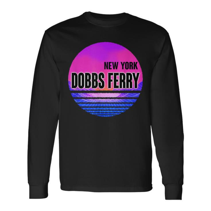 Vintage Dobbs Ferry Vaporwave New York Long Sleeve T-Shirt