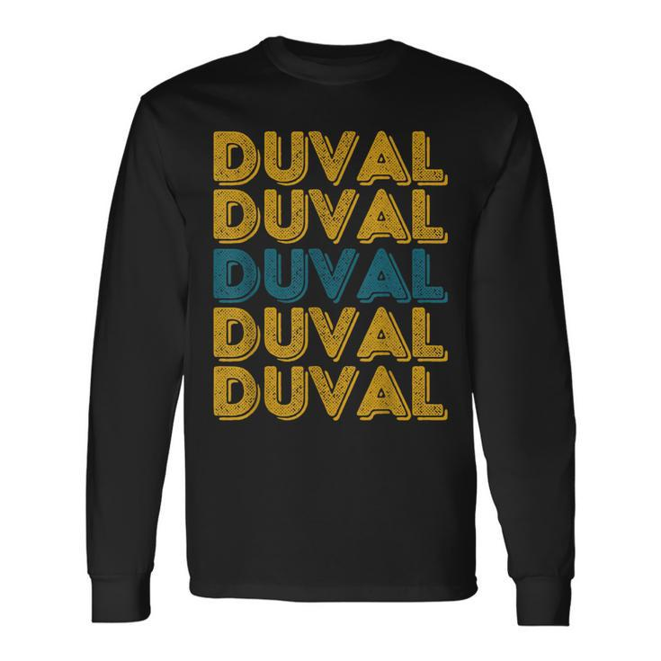 Vintage Duval County Florida Retro Duval Teal And Gold Long Sleeve T-Shirt T-Shirt