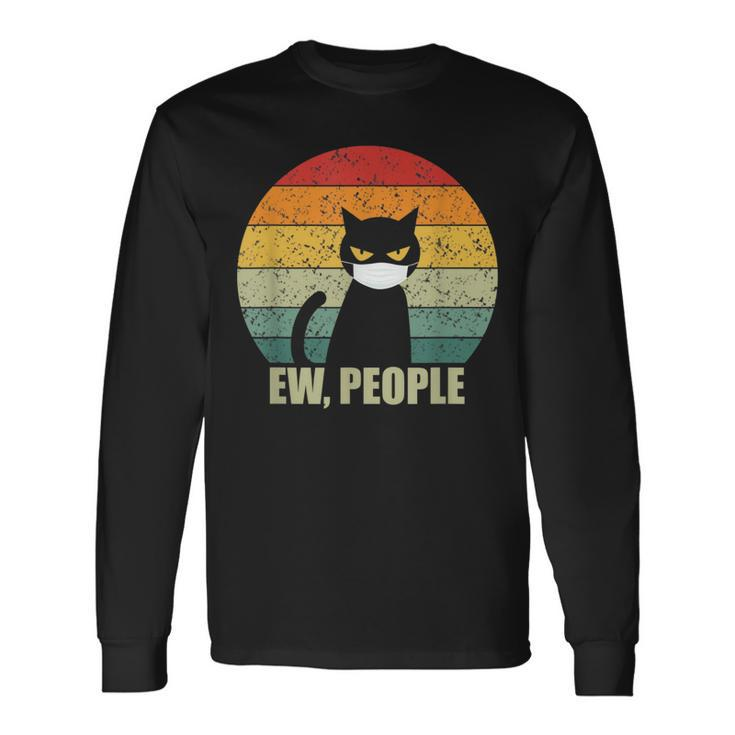 Vintage Ew People Black Cat Mask Vintage Halloween Halloween Long Sleeve T-Shirt T-Shirt