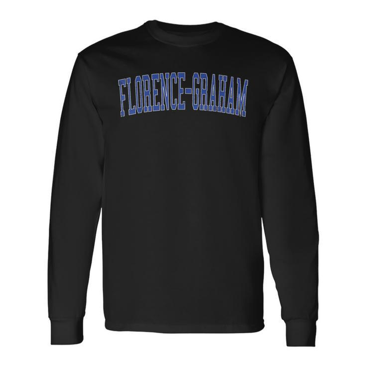 Vintage Florence-Graham Ca Distressed Blue Varsity Style Long Sleeve T-Shirt
