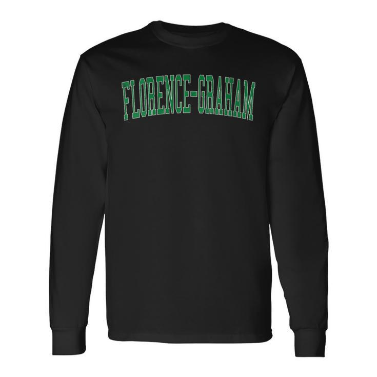 Vintage Florence-Graham Ca Distressed Green Varsity Style Long Sleeve T-Shirt