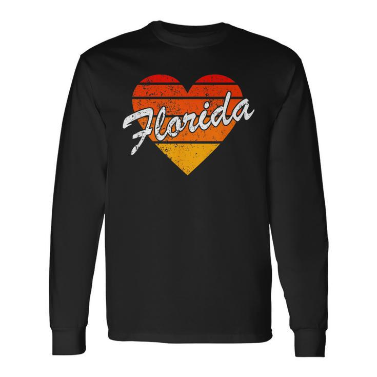 Vintage Florida Vacation 70S 80S Sunset State Pride Long Sleeve T-Shirt T-Shirt
