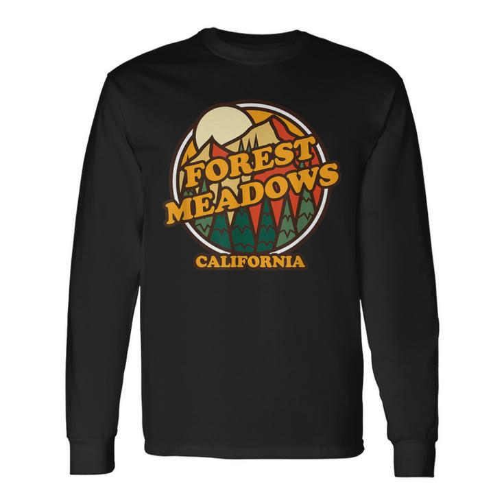 Vintage Forest Meadows California Mountain Hiking Souvenir Long Sleeve T-Shirt