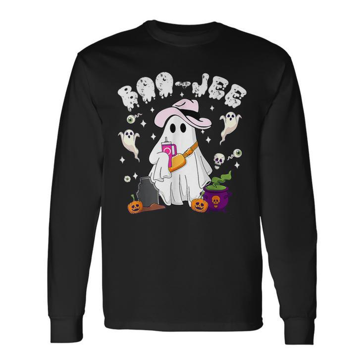 Vintage Ghost Boujee Boo Jee Spooky Season Halloween Long Sleeve T-Shirt